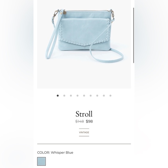Hobo Stroll crossbody clutch purse vintage hide whisper blue like new gorgeous! - Picture 2 of 11